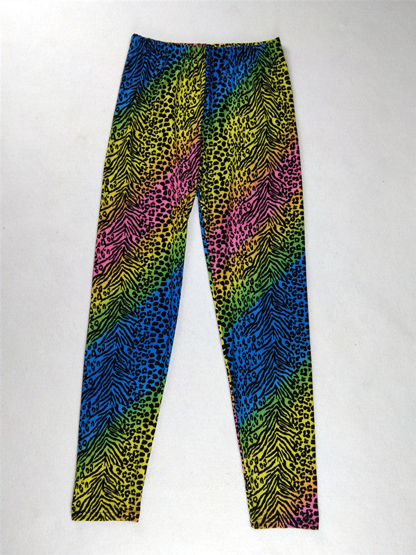 FCCEXIO Leopard Grain Color Print Women Leggings High Elastic Running Sports Leggings Slim Female Casual Trousers Fitness Pants