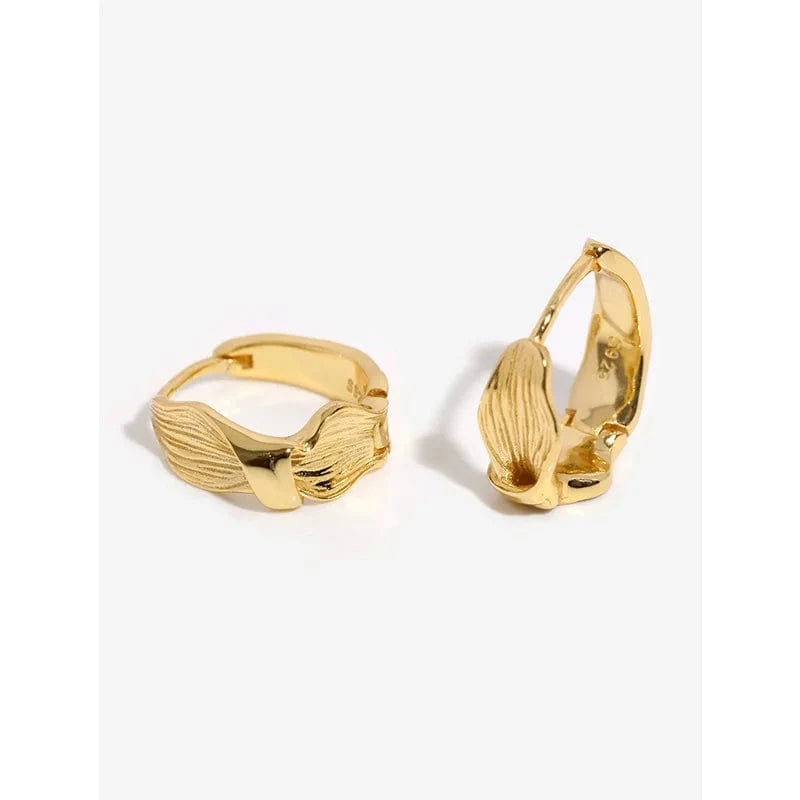 15mm*18mm / E3302-gold Aimgal fine jewelry tarnish free S925 sterling silver irregular texture vintage hoop earrings