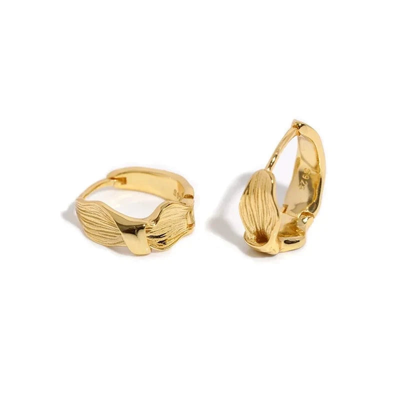 15mm*18mm / E3302-gold Aimgal fine jewelry tarnish free S925 sterling silver irregular texture vintage hoop earrings