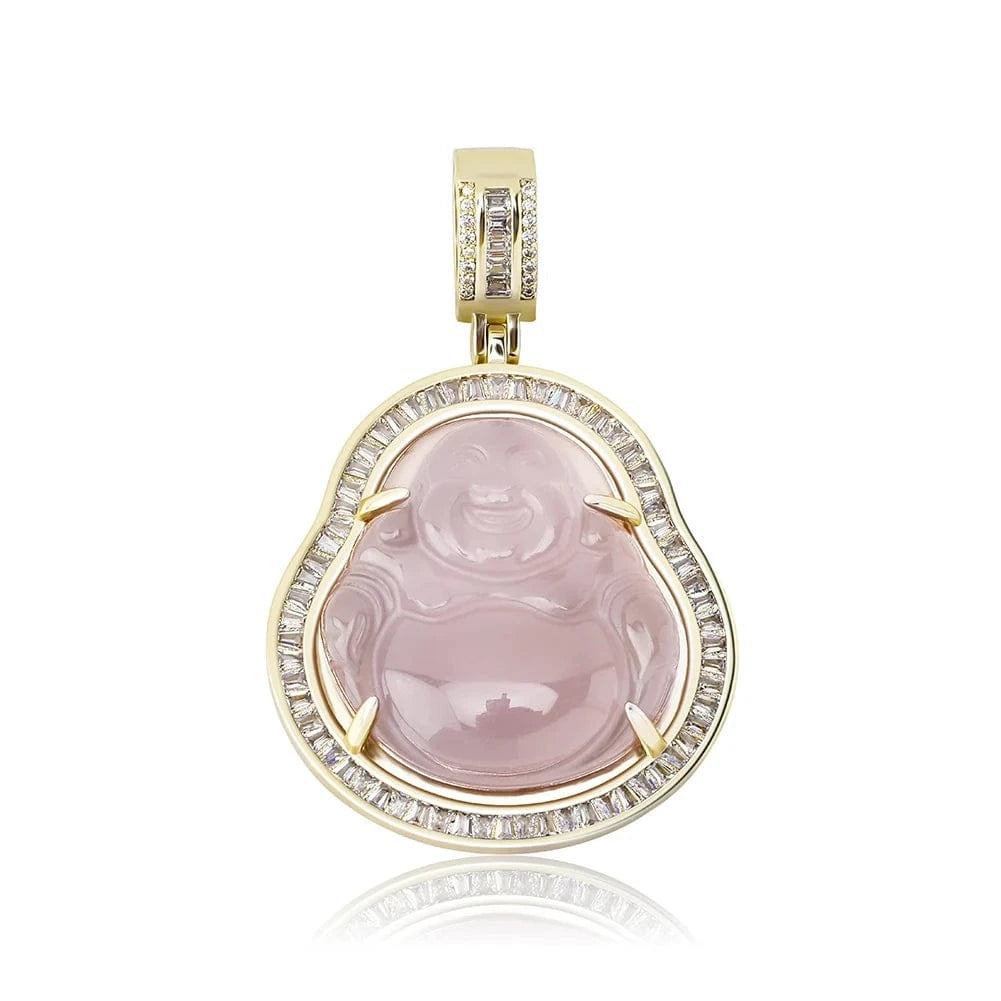 16''/18''/20''/22''/24'' Rope Chain / Silver+Purple Hip Hop Iced Out Pink Green Red Agate Jade Buddha Pendant for Women Men Necklace Baguette CZ Rapper Jewelry buddha necklace