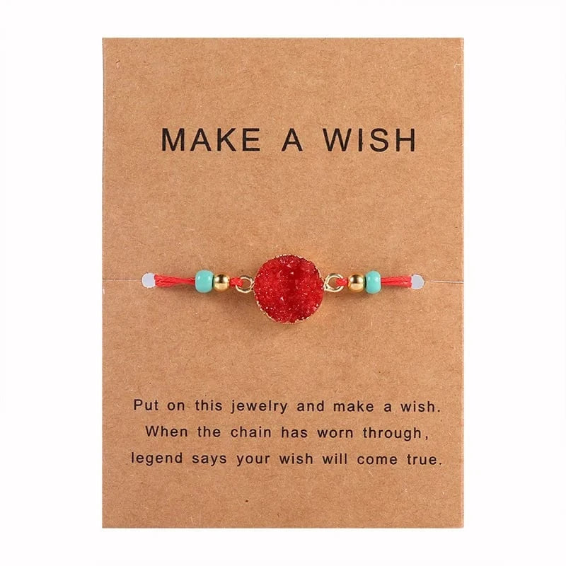 16-30cm / Red Drop shopping  Upgrade Friendship  Bracelet Women Make A Wish Crystal Natural Stone Quartz Paper Card  Bracelet