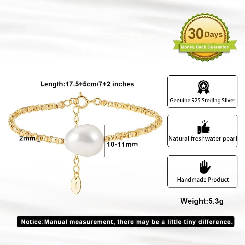 16.5+5cm(6.5+2 inch) / 14K Gold Plated GPB19 Rinntin New Arrival 2023 Fine Jewelry Bracelets & Bangles Couple Silver Freshwater Single Pearl Bracelet Chain for Women