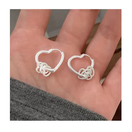 16.6*13.1mm / YB-A5976 Silver Fashion Wild 925 Sterling Silver Hollow Heart Shape Hoop Earrings for Women New Year Jewelry