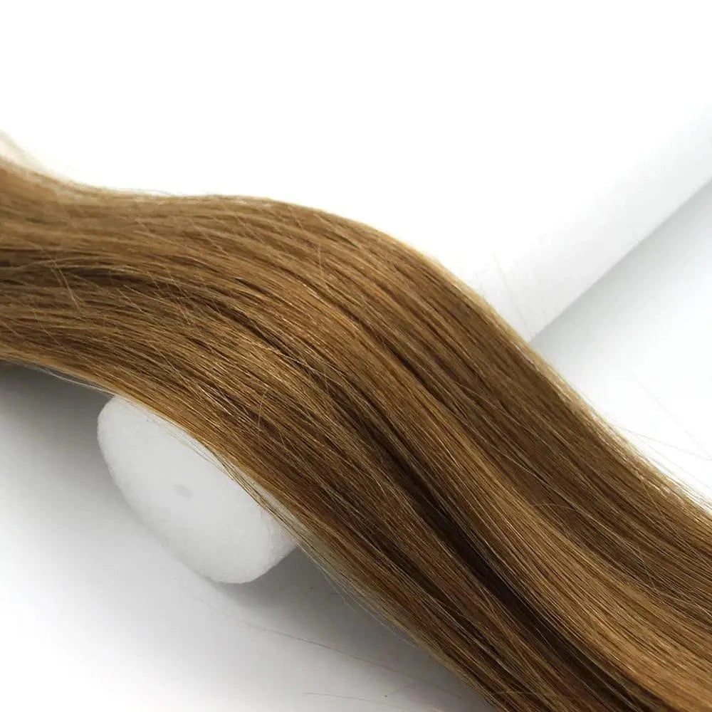 16 Inches / 12# Light Brown 14-26inch 100s Easy Loop/Micro Ring Beads Remy Human Hair Extensions Ombre Hair Straight In stock dropship