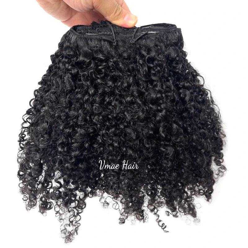 16 Inches / Afro Kinky Curly C VMAE Mongolian 3A Kinky Curls Afro 100% Remy Human Hair Clip-In Extension Natural Wave Style for Black Women