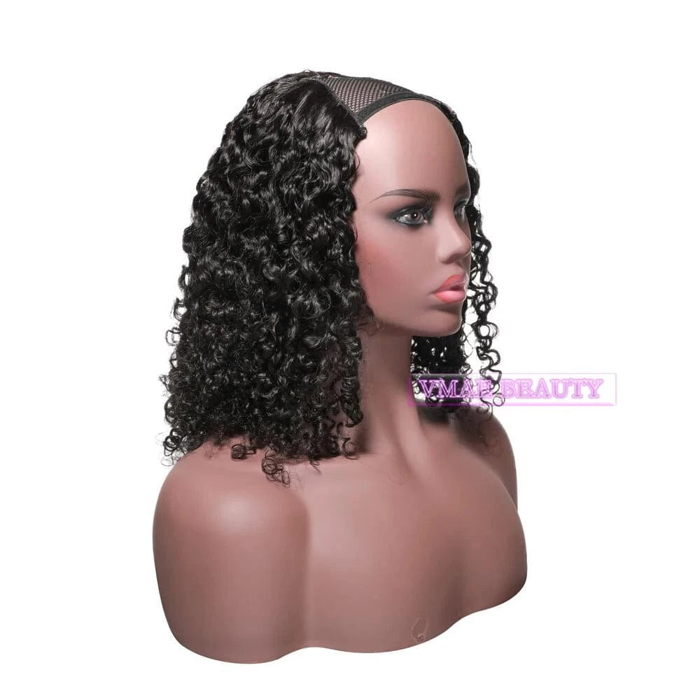 16 Inches / Afro Kinky Curly VMAE Remy Vietnamese Cuticle Aligned Raw Wigs Hair Glueless Afro Kinky Curly Wigs U V part Human Hair Wigs for Black Women