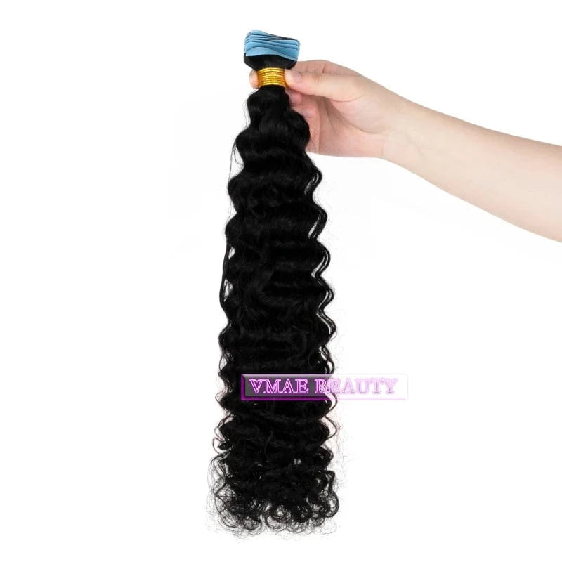 16 Inches / Deep curly A VMAE Pre Bonded Mongolian Hair Cuticle Aligned Remy Hair Natural Color 3A 3B 3C Kinky Curly Tape Ins 100g Keratin Human Hair