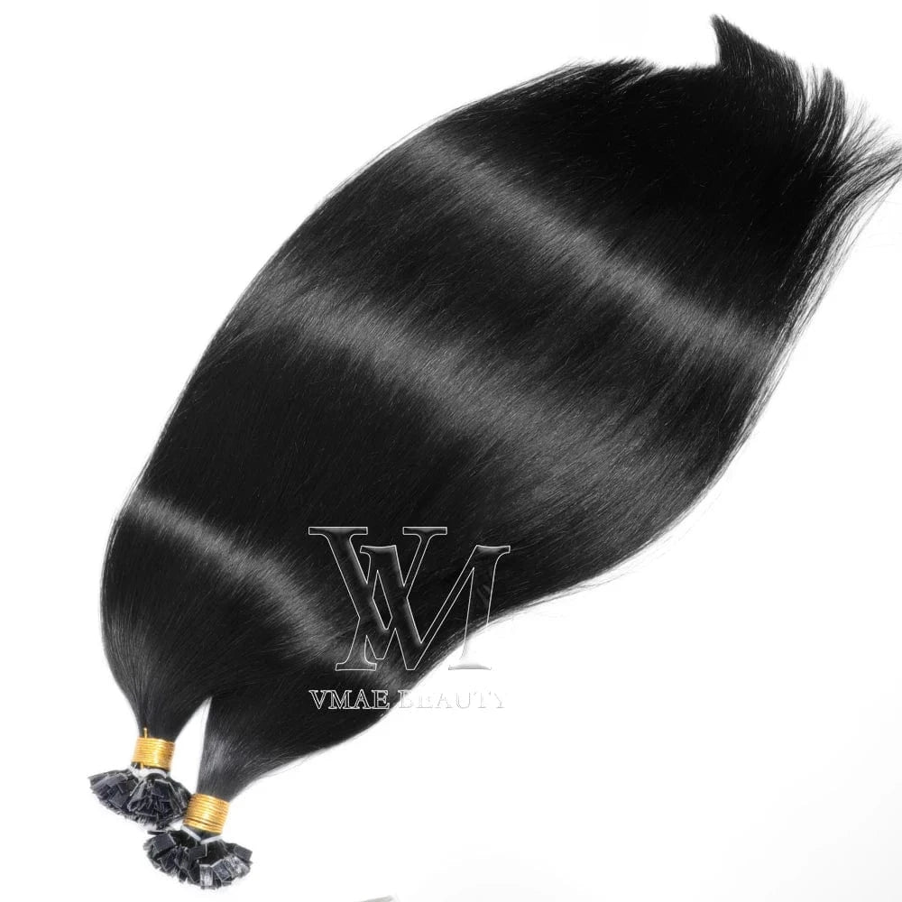 16 Inches / Flat Tip  #1 VMAE Cuticle Aligned European Hair Blonde 613 60 Brown I Tips Flat Tip Virgin Kreatin K Tip Hair Extensions Human Hair