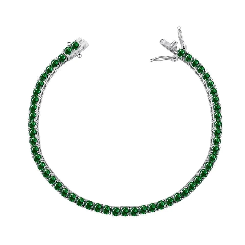 16cm / 3mm Green 2023 new arrivals jewelry 3-6mm Color Geometric Cubic Zirconia Tennis Bracelets 925 Sterling Silver Jewelry
