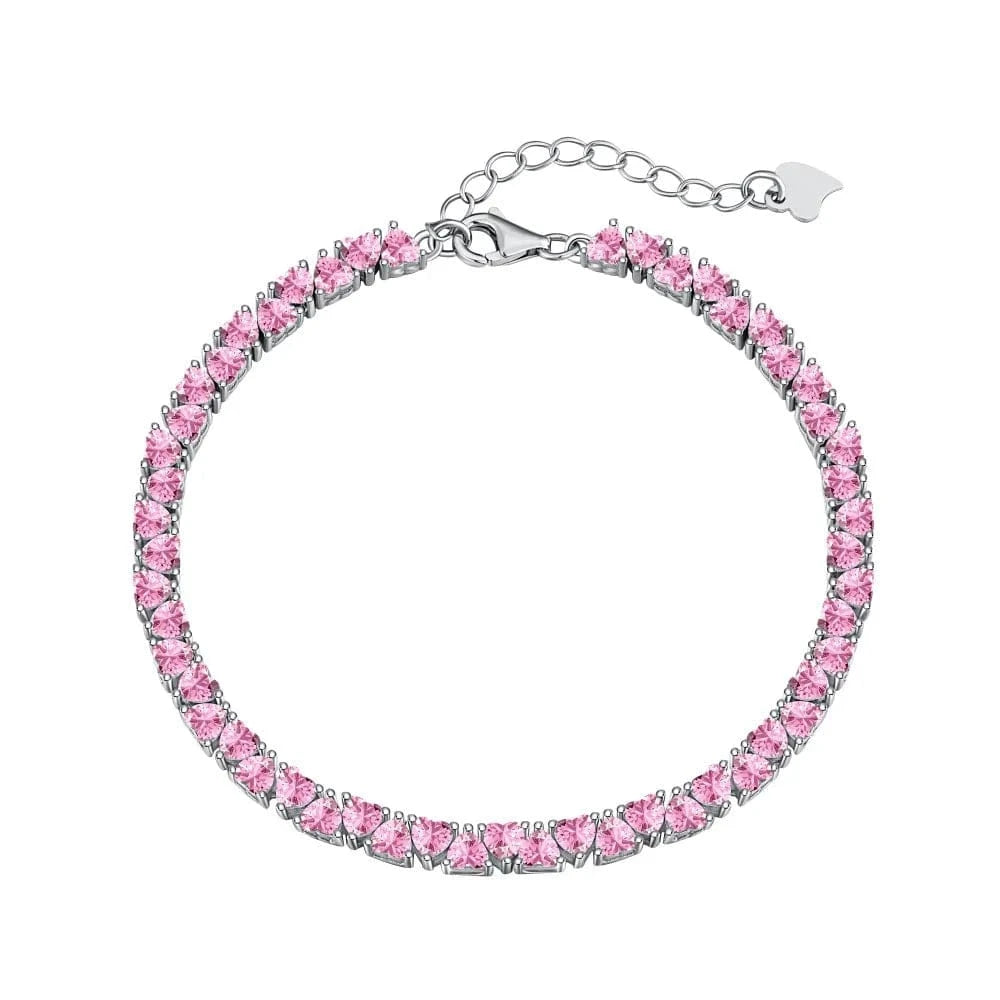 16cm / DY150178 Pink 2023 new arrivals jewelry 3-6mm Color Geometric Cubic Zirconia Tennis Bracelets 925 Sterling Silver Jewelry