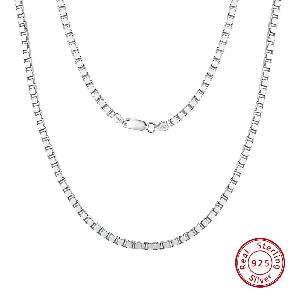 16inches / 3mm RINNTIN SC32 Fine Jewelry Rhodium Plated Hip Hop Man Chains 925 Sterling Silver 1.0/2.0/3.0mm Width Box Chain Necklace For Women