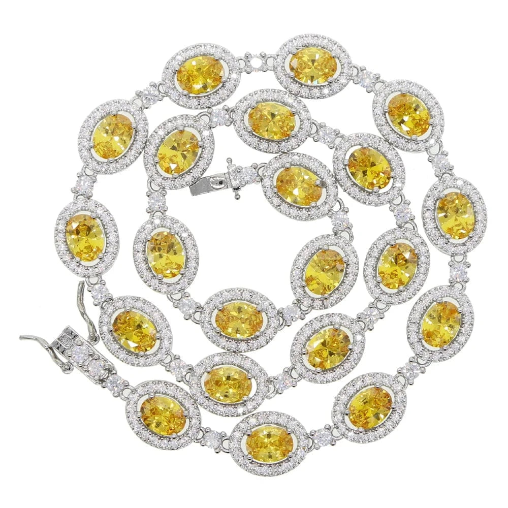 16inches / N518-Silver Yellow Promotionc micro pave cz bling women charm jewelry