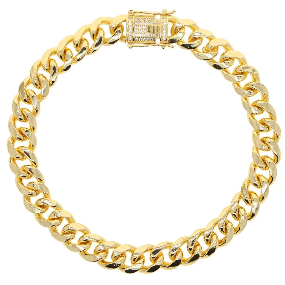 16inches / N737-Gold 18K gold plated 14mm Miami cuban chain necklace micro pavc cz bling charm choker women jewelry