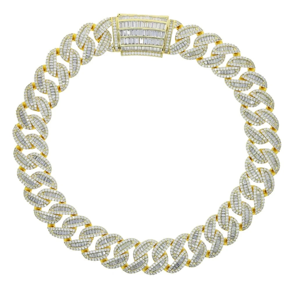 16inches / N841-GOLD Iced out bling 20mm chunky women cuban link chain choker necklace hip hop 5A cubic zirconia big women collar
