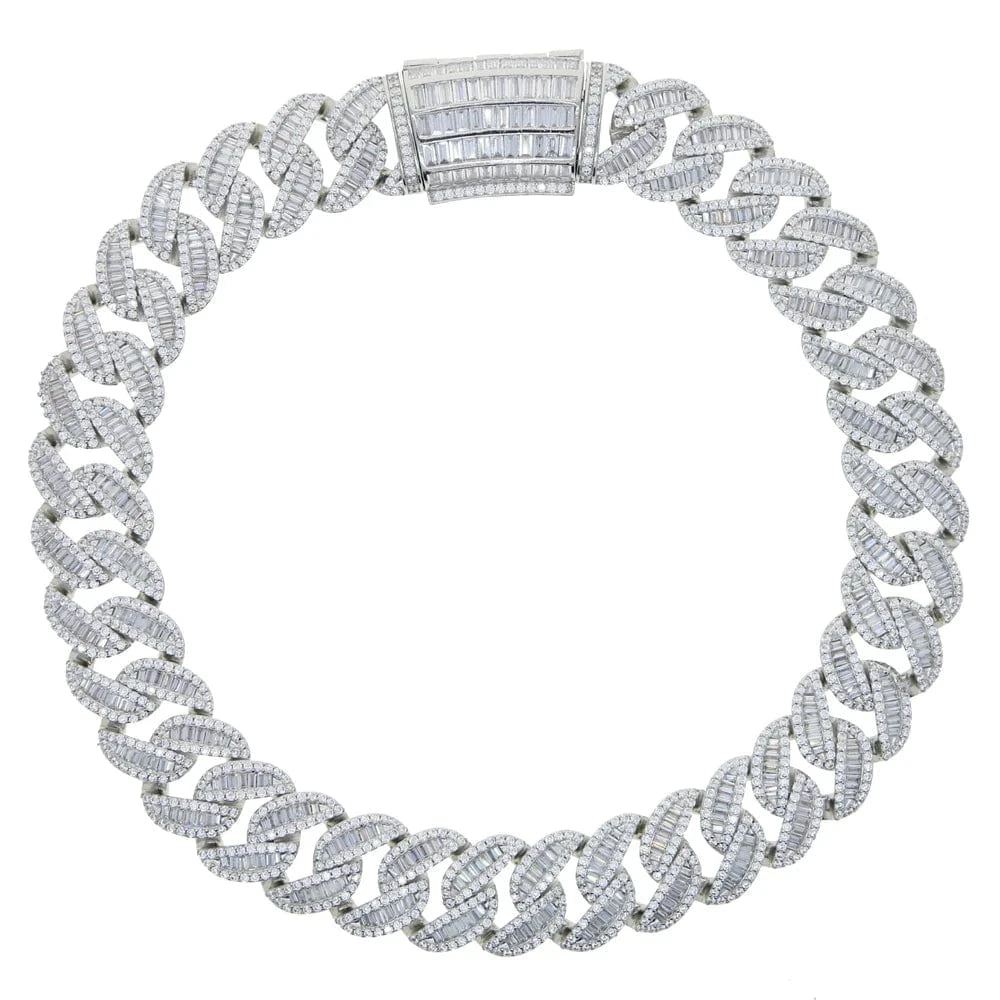 16inches / N841-SILVER Iced out bling 20mm chunky women cuban link chain choker necklace hip hop 5A cubic zirconia big women collar