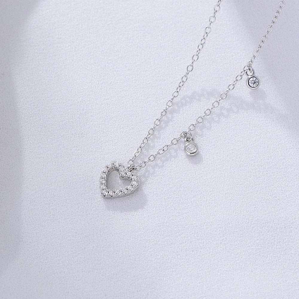 16inches / silver New product 2024 Factory Supplier Sterling silver 925 heart zircon pendant necklace