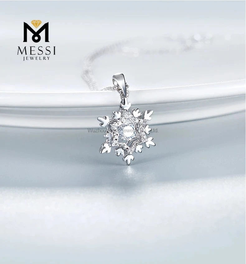 16inches / White Messi Jewelry snowflake shape elegance women jewelry 925 silver moissanite necklace