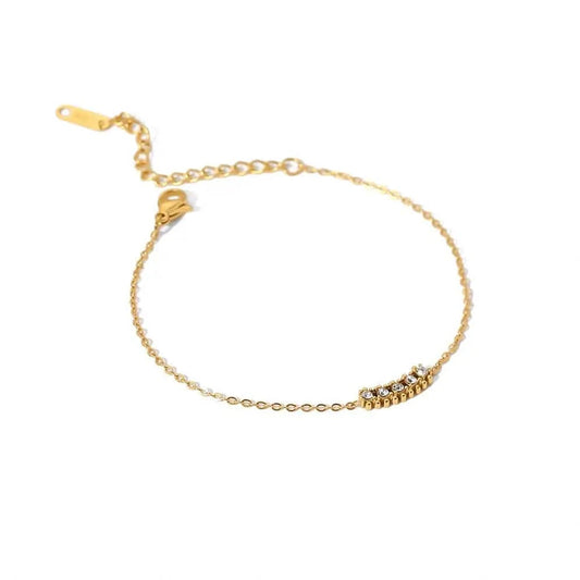 17+5 / BR1026 BR1026 18K Gold Plated Stainless Steel Fine Chain Jewelry Gift Charm White Cubic Zirconia Bracelet for Women