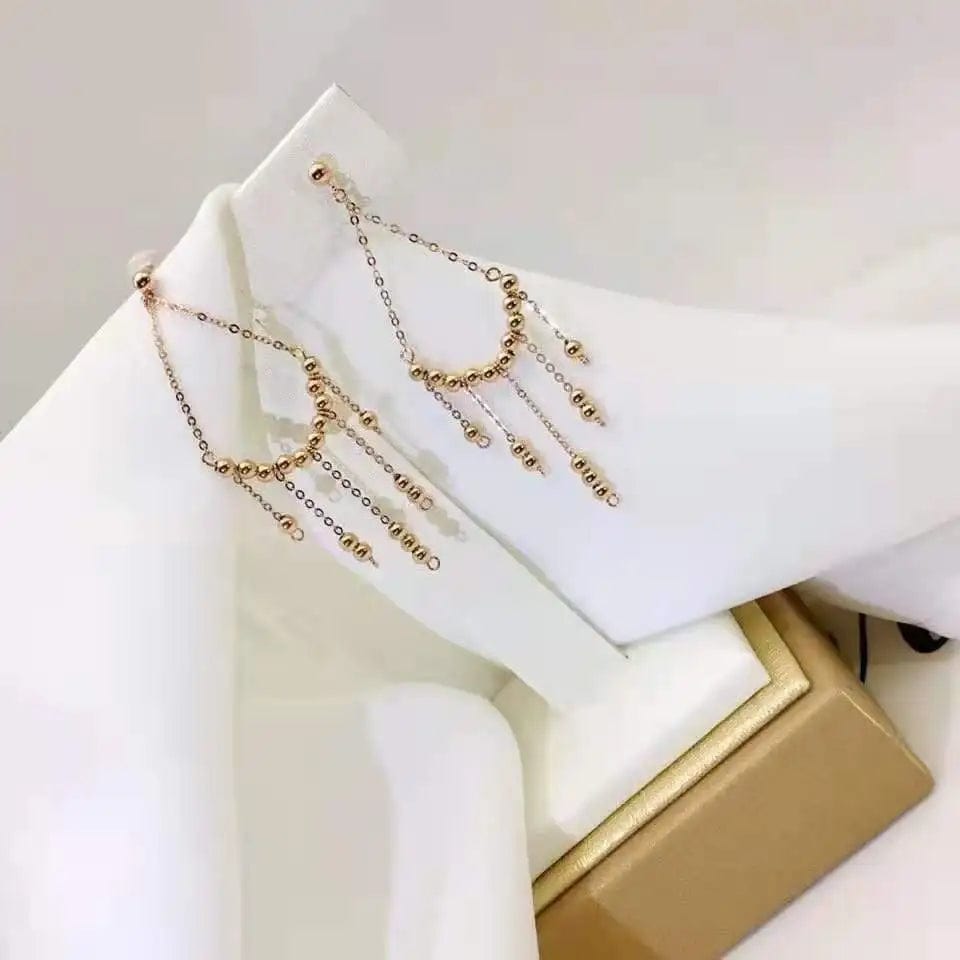 17.5mmx56mm / rose gold NINE'S Fashion Bohemian Handmade Dangle Earrings Jewelry 18K Real Gold Bohemian Women Elegant Tassel Drop Earrings