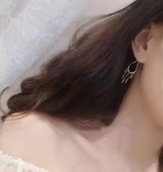 17.5mmx56mm / rose gold NINE'S Fashion Bohemian Handmade Dangle Earrings Jewelry 18K Real Gold Bohemian Women Elegant Tassel Drop Earrings