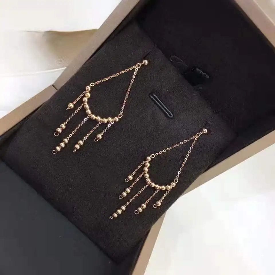 17.5mmx56mm / rose gold NINE'S Fashion Bohemian Handmade Dangle Earrings Jewelry 18K Real Gold Bohemian Women Elegant Tassel Drop Earrings