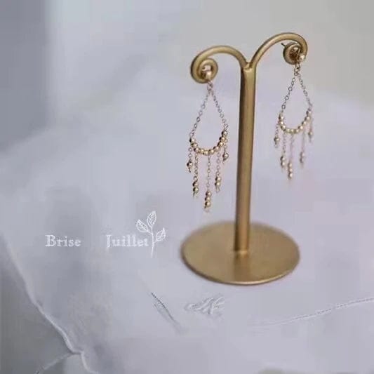 17.5mmx56mm / rose gold NINE'S Fashion Bohemian Handmade Dangle Earrings Jewelry 18K Real Gold Bohemian Women Elegant Tassel Drop Earrings