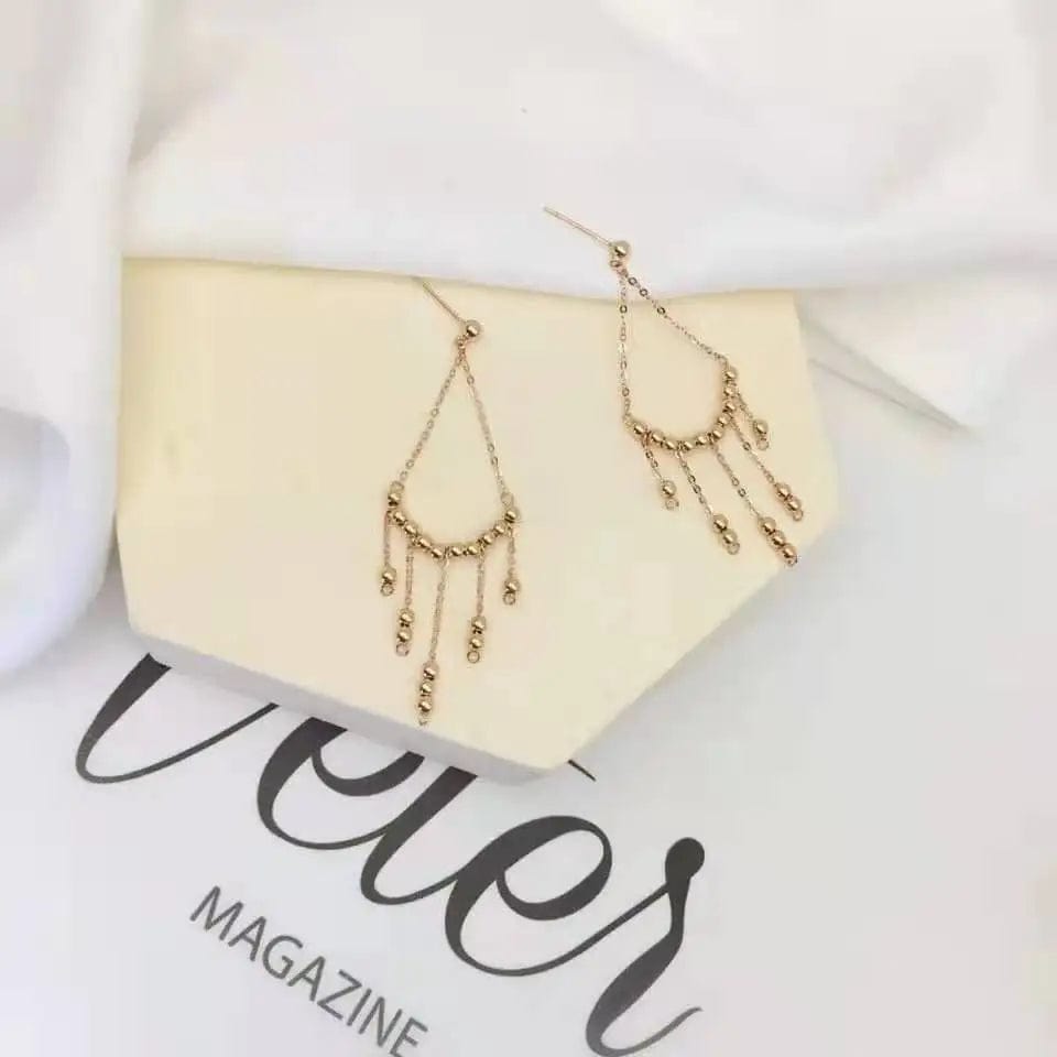 17.5mmx56mm / rose gold NINE'S Fashion Bohemian Handmade Dangle Earrings Jewelry 18K Real Gold Bohemian Women Elegant Tassel Drop Earrings
