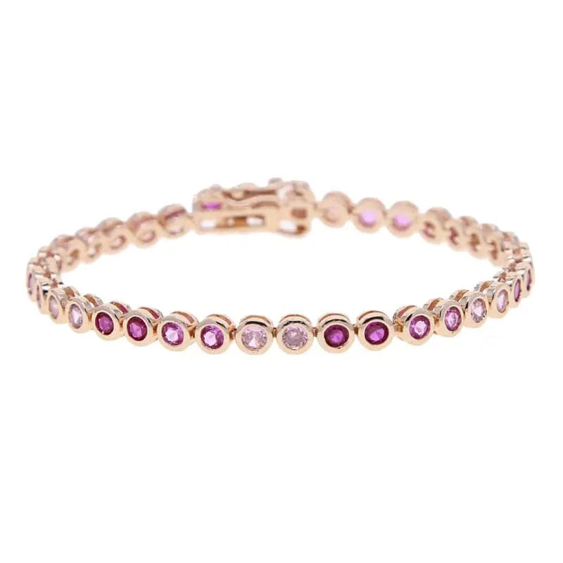 17cm / Y-R-Circle -pink 2024 New Fashion Silver Gold Plated Luxury Jewelry Bling Iced Out 5A CZ  Geometric Various Shaped Bezel Tennis Bracelet
