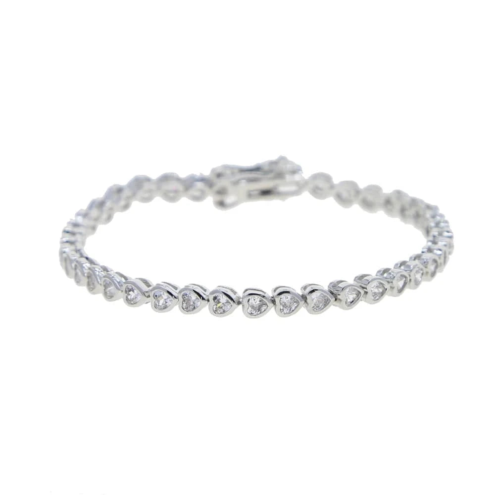17cm / Y-Silver-heart 2024 New Fashion Silver Gold Plated Luxury Jewelry Bling Iced Out 5A CZ  Geometric Various Shaped Bezel Tennis Bracelet