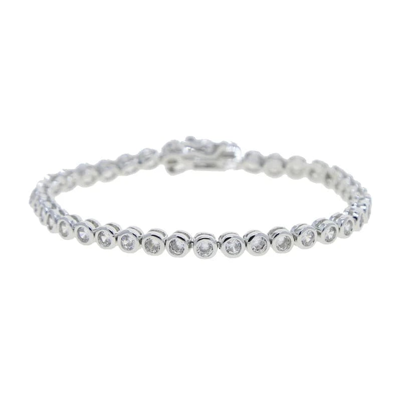 17cm / Y-Silver-round 2024 New Fashion Silver Gold Plated Luxury Jewelry Bling Iced Out 5A CZ  Geometric Various Shaped Bezel Tennis Bracelet