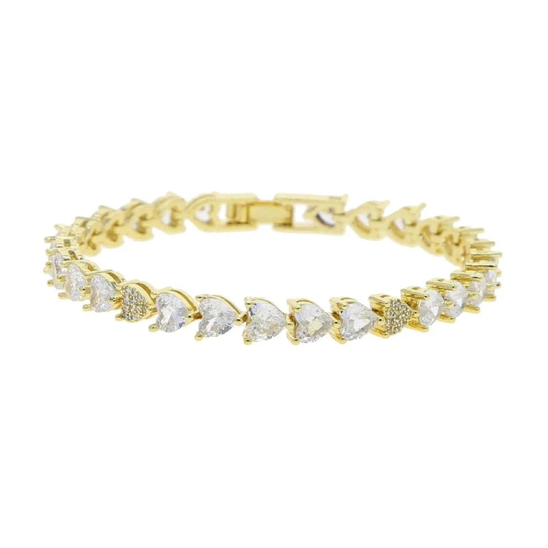 17cm / YB04-white heart New  Design Pink White Marquise Pear Oval Round 5A CZ Tennis Chain Bracelet Bangle Charm Women High Quality Jewelry