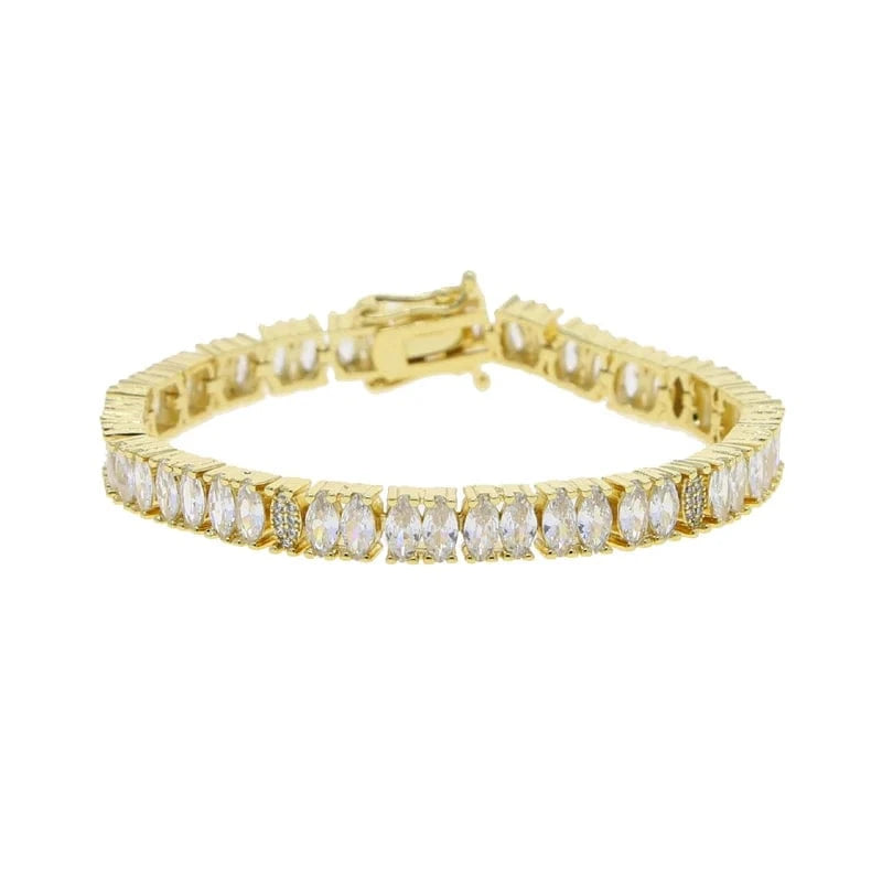 17cm / YB07-white marquise New  Design Pink White Marquise Pear Oval Round 5A CZ Tennis Chain Bracelet Bangle Charm Women High Quality Jewelry