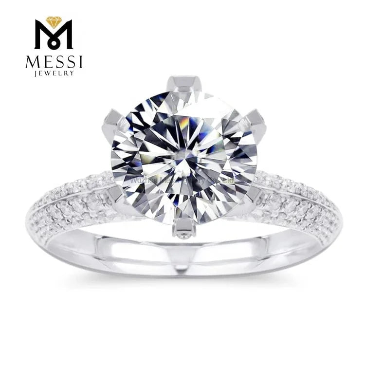 18 / 14k Messi Jewelry 2ct Moissanite Engagement Ring For Women Wedding Jewelry White Gold Rings