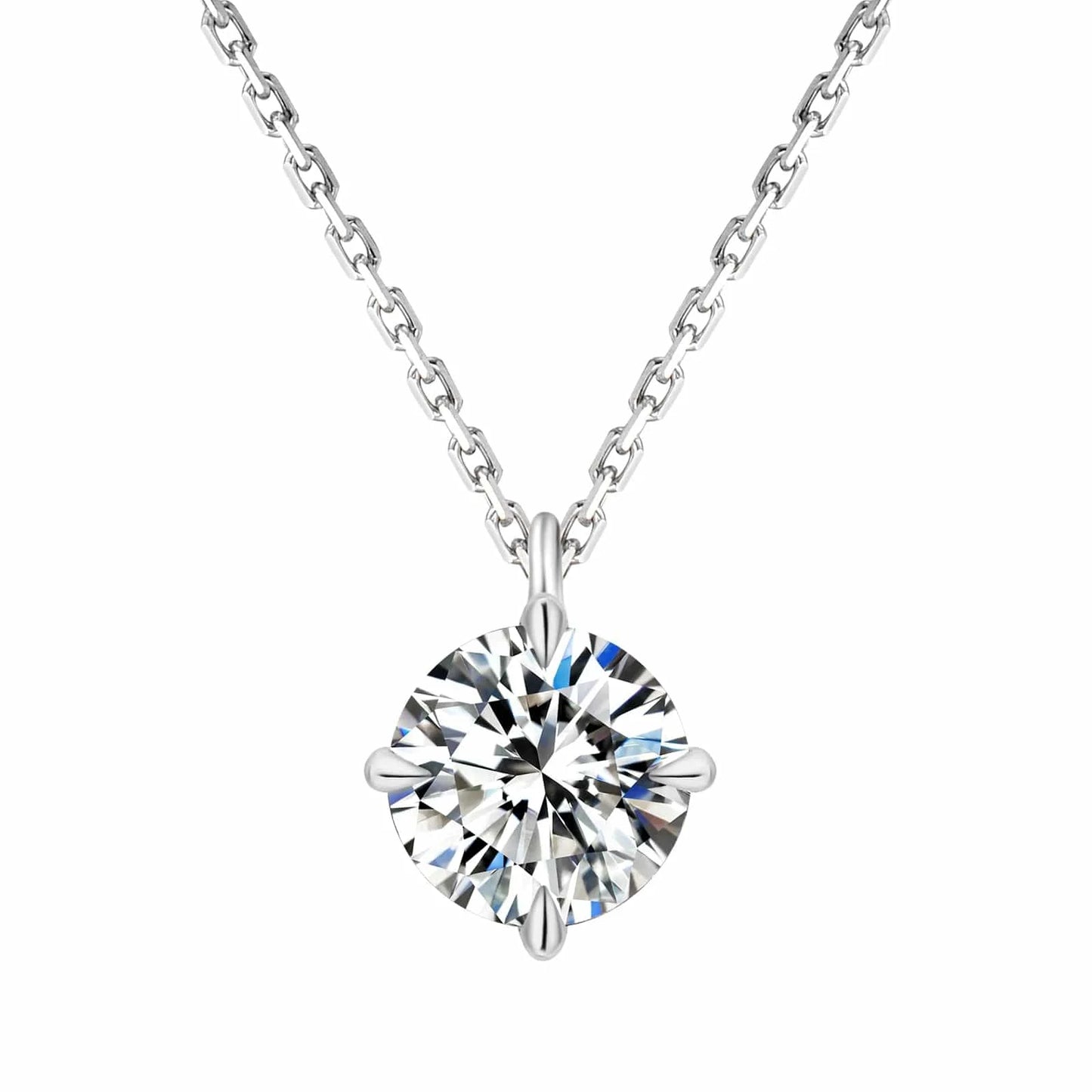 18+2'' / 1 Ct KRKC-0296-PD-SL-MO 2CT Moissanite Pendant White Gold Plated Jewelry S925 Sterling Silver Chain Lab Created Diamond Moissanite Necklace for Women