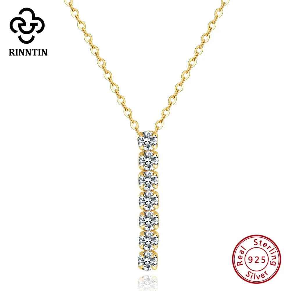 18+2 inches / 14K Gold Plated RINNTIN SN346 New Arrival Fine Jewelry 925 Sterling Silver 14k gold Plated 3mm Round CZ Pendant Necklace