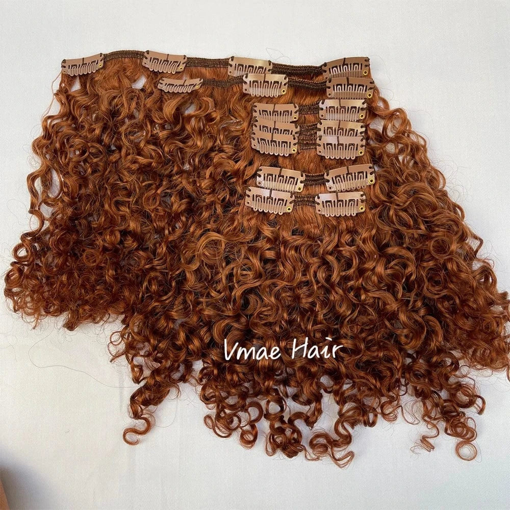 18 Inches / #33 100g VMAE Wholesale INDIAN Raw Cuticle Aligned Brown 3B 3C Deep Curly Virgin Hair Clip In Extensions 100human Hair