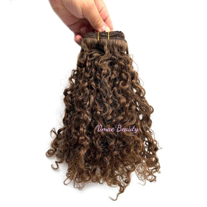18 Inches / #4 100g VMAE Wholesale INDIAN Raw Cuticle Aligned Brown 3B 3C Deep Curly Virgin Hair Clip In Extensions 100human Hair