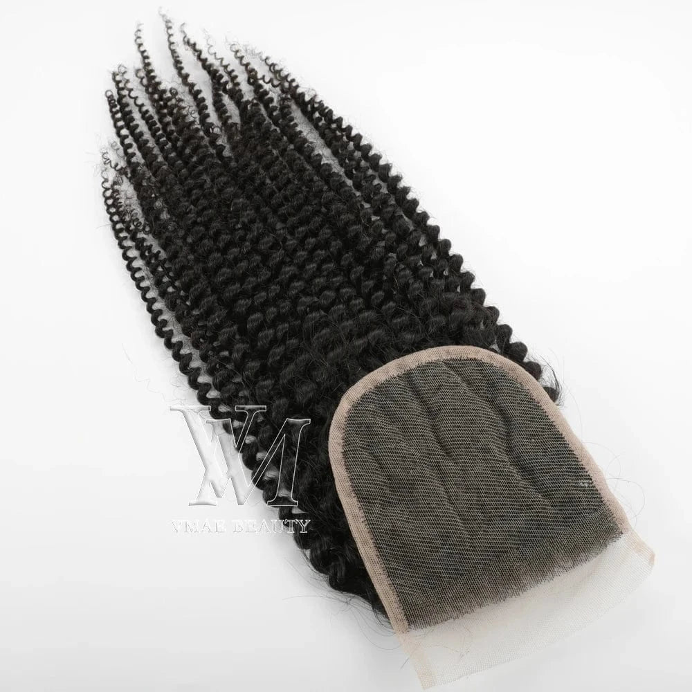 18 Inches / Afro Curly VMAE Wholesale Cuticle Aligned Raw Vietnamese Hair Kinky Straight Transparent 7*7 6*6 5*5 Lace Closure Human Virgin Extensions