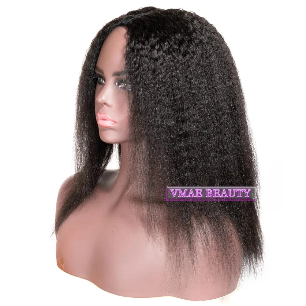 18 Inches / Kinky straight VMAE Afro Kinky Curly Virgin Cuticle Aligned Vietnamese Raw Hair Glueless Wigs U V part Human Hair Wigs for Black Women