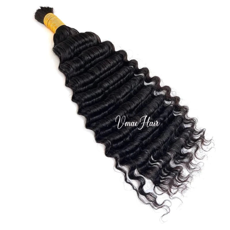 18 Inches / NC deep wave 100g VMAE Brazilian Wholesale Hair Vendor Unprocessed Human Braiding Hair Bulk No Weft Virgin Deep Wave Bulk Braiding Human Hair