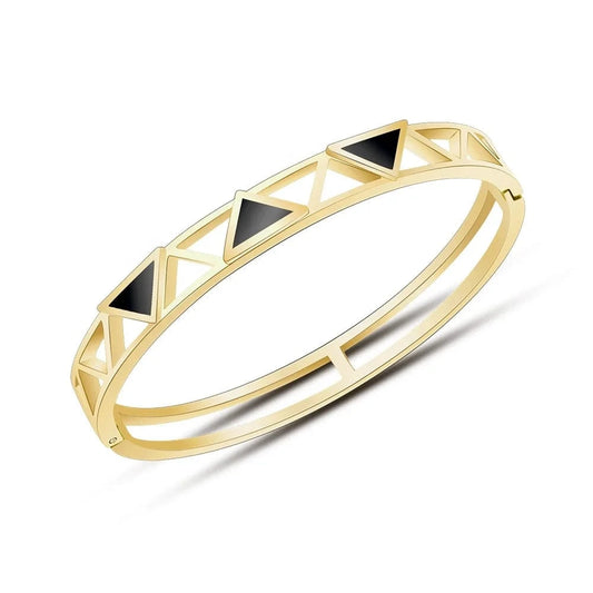 18 K Gold Plated Bracelet,Hollow Out  Triangular Acrylic Bracelet Bangle,Geometric Bangles Jewelry Women