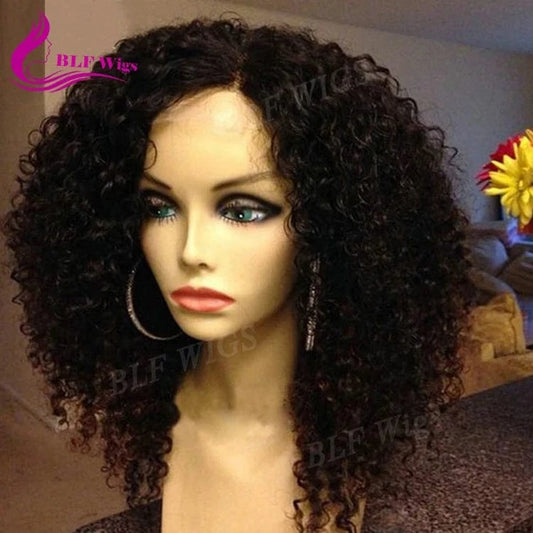 180% Density HD Human Lace Front Wigs Afro Kinky Curly Indian Remy Human Hair Wigs for Black Women