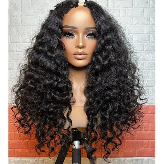 180D Glueless Deep Curly U Part Human Hair Wigs For Women No Leave Out Brazilian Kinky Jerry Curly Remy Human Hair Wigs