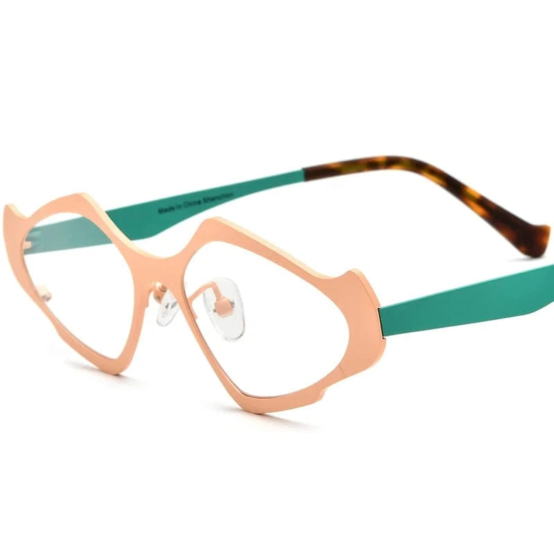 185811 Orange Cyan Frame C5 / Cat Eye Borregls Colorful Pure Titanium Glasses Frame Women 2024 New Retro Cat Eye Optical Eyeglass Frames Men Spectacles Eyewear 185811