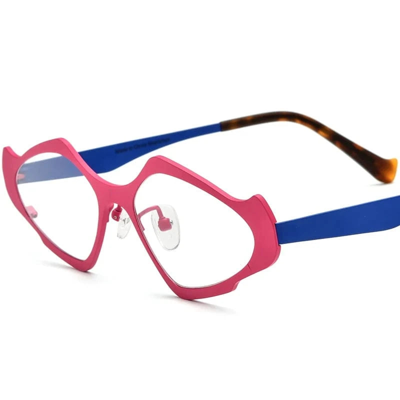 185811 Pink Blue Frame C4 / Cat Eye Borregls Colorful Pure Titanium Glasses Frame Women 2024 New Retro Cat Eye Optical Eyeglass Frames Men Spectacles Eyewear 185811