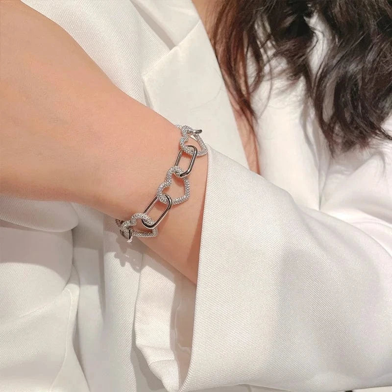 18cm / Silver 2024 AAAAA CZ Tennis Bracelet Bangles Gift Jewelry Hot Sell Designer S925 Sterling Silver Heart Diamond Chunky Silver Girl Zircon