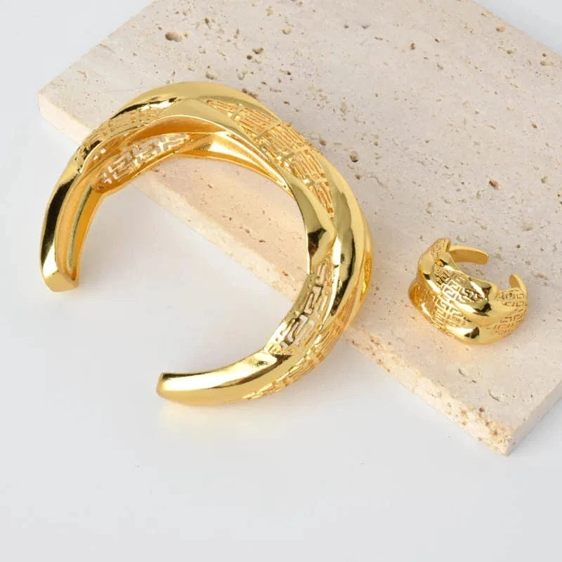 18cm / SY-BR0020 Dubai 24K Gold Plated Bangles Luxury African Ethiopian Arabic Women Hawaiian Bracelets ring Indian Charm Wedding Jewelry Gifts