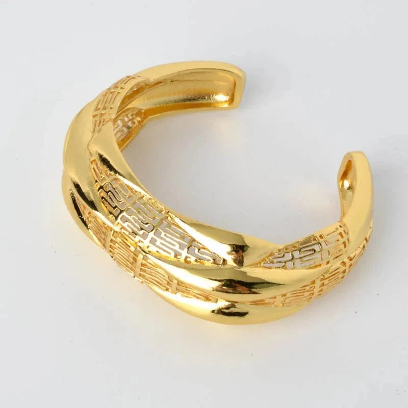 18cm / SY-BR0020 Dubai 24K Gold Plated Bangles Luxury African Ethiopian Arabic Women Hawaiian Bracelets ring Indian Charm Wedding Jewelry Gifts