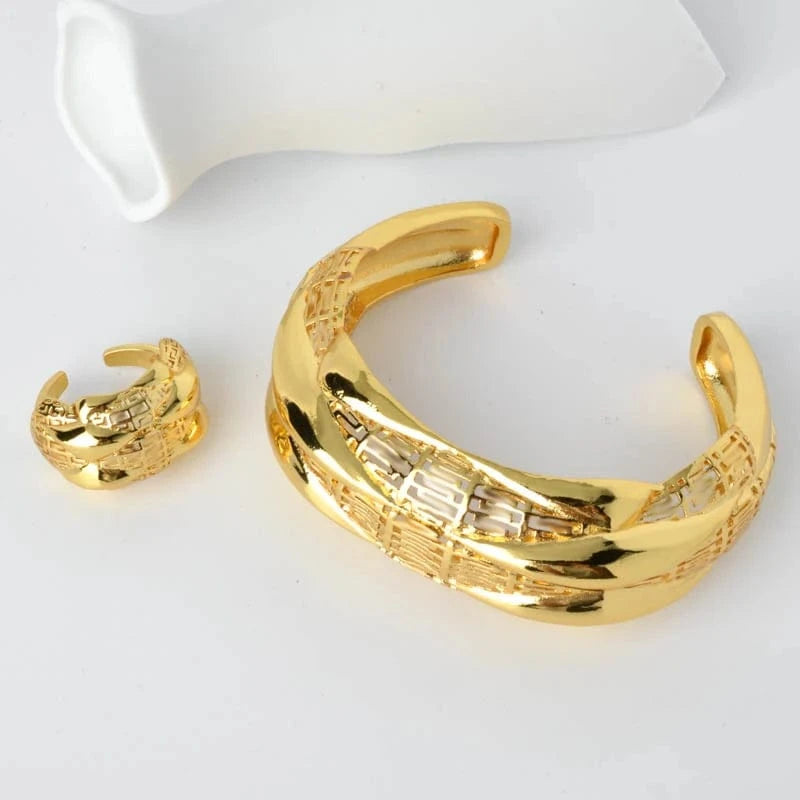 18cm / SY-BR0020 Dubai 24K Gold Plated Bangles Luxury African Ethiopian Arabic Women Hawaiian Bracelets ring Indian Charm Wedding Jewelry Gifts