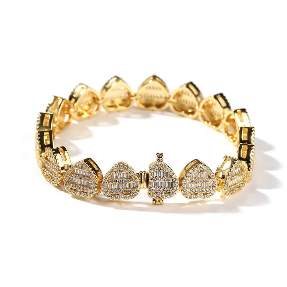 18inch / Gold Fashion Heart Baguette CZ Bracelet Necklace Silver Purple Bracelet Hot Sale Popular Gift Women  Man Jewelry